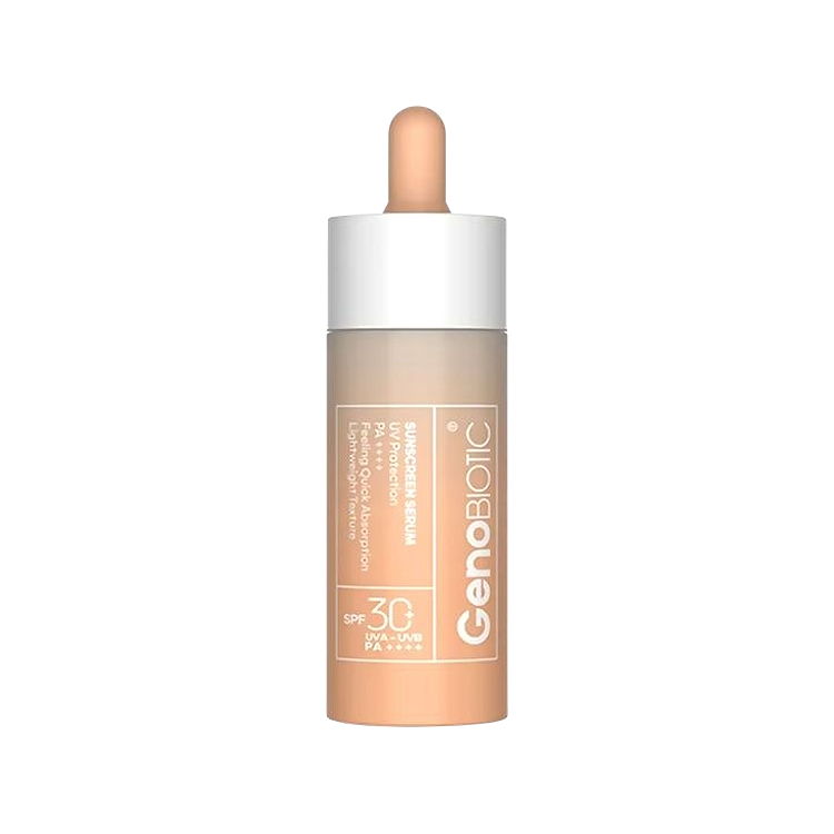 سرم ضد آفتاب بی رنگ انواع پوست ژنوبایوتیک SPF30 حجم 30 میلی لیتر