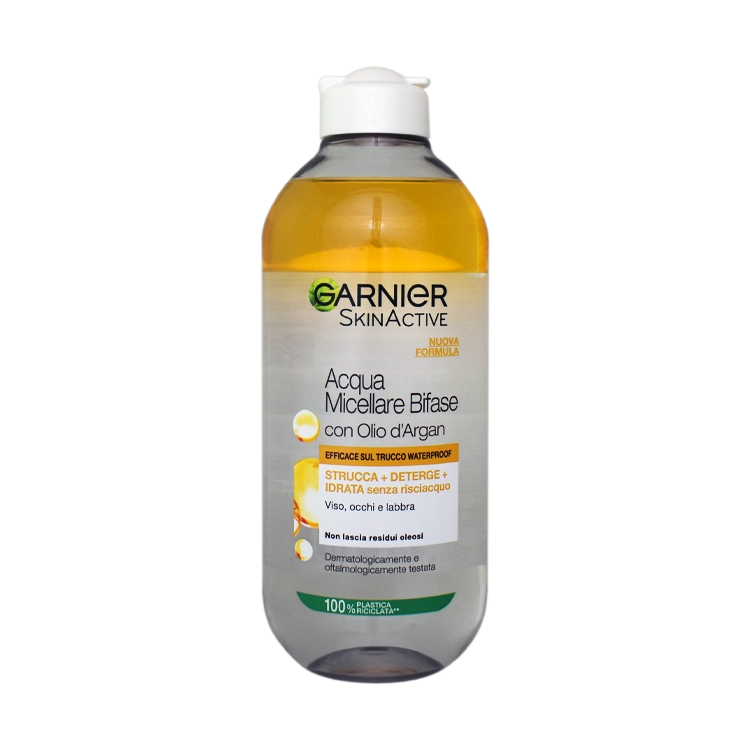 میسلار واتر دوفاز پاک کننده آرایش روغن آرگان گارنیه حجم 400 میلی لیتر