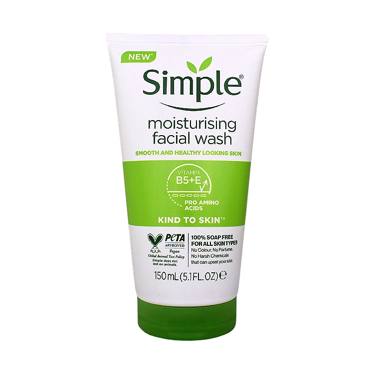 ژل شستشوی پوست حساس و دهیدراته سیمپل مدل Moisturising حجم 150 میلی لیتر