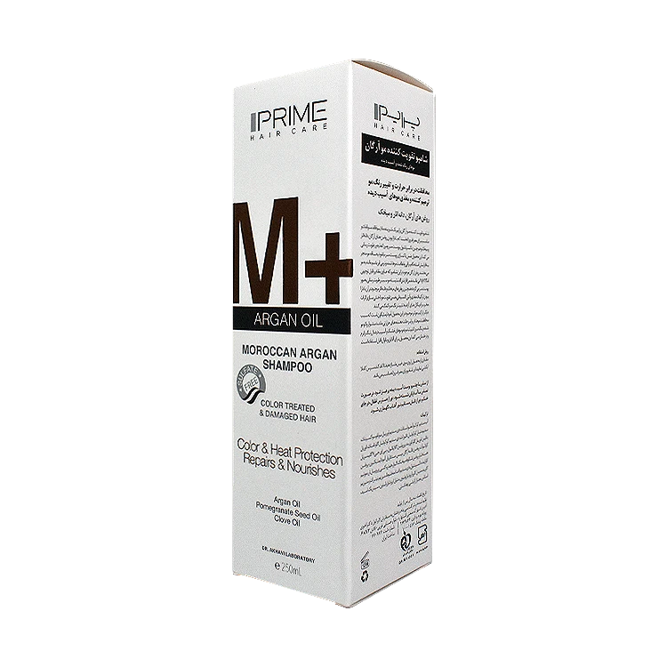 قیمت شامپو تقویت کننده آرگان موهای رنگ شده و آسیب دیده پرایم مدل +M حجم 250 میلی لیتر