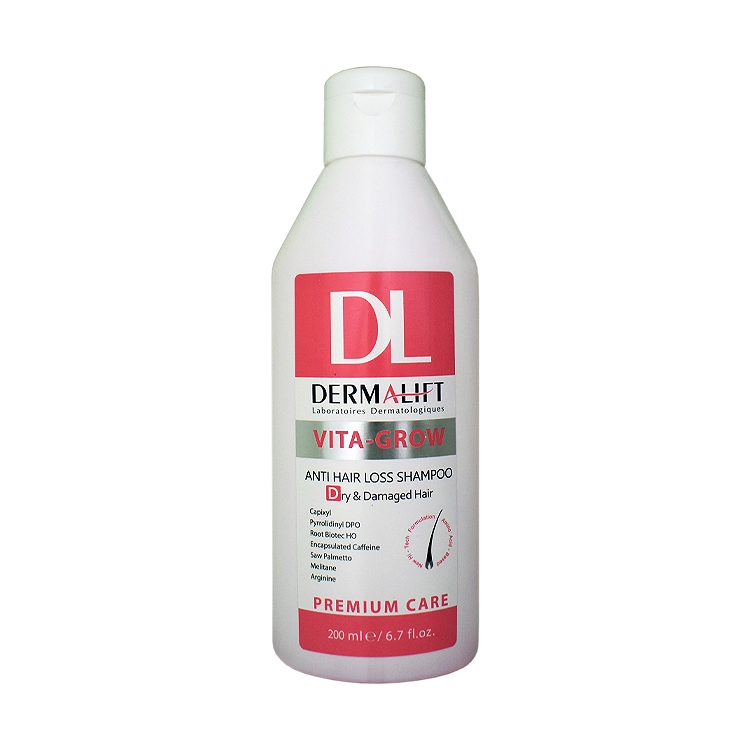 شامپو فاقد سولفات تقویت کننده موهای خشک ویتا گرو درمالیفت حجم 200 میلی لیتر