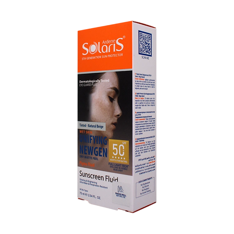 قیمت فلویید ضد آفتاب ضد لک بژ طبیعی یونی فایینگ نیوژن آردن سولاریس SPF50 حجم 75 میلی لیتر