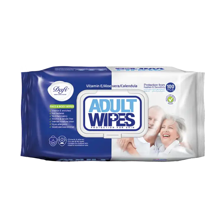 دستمال مرطوب پاک کننده پوست بزرگسالان دافی بسته 100 عددی