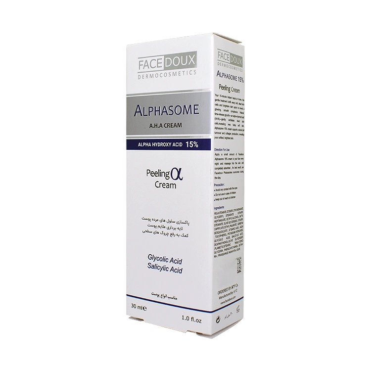 قیمت کرم لایه بردار AHA 15 درصد آلفازوم فیس دوکس حجم 30 میلی لیتر
