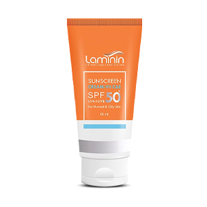 کرم ضد آفتاب بی رنگ پوست های معمولی تا چرب لامینین SPF50 حجم 50 میلی لیتر