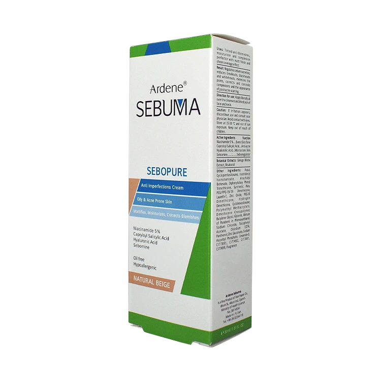 قیمت کرم ضد جوش رنگی بژ طبیعی آردن سبوما مدل Sebopure حجم 30 میلی لیتر