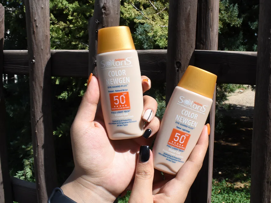 نقد و بررسی لوسیون ضد آفتاب بژ طبیعی فاقد چربی کالر نیوژن آردن سولاریس SPF50 حجم 75 میلی لیتر