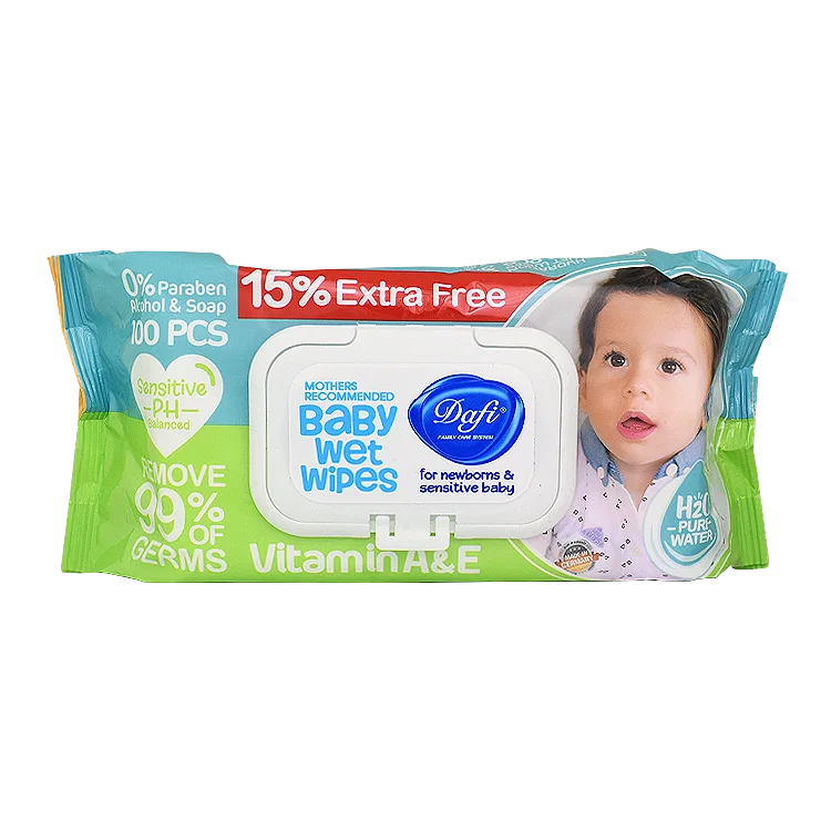 دستمال مرطوب پاک کننده کودک اکسترا دافی بسته 100 عددی