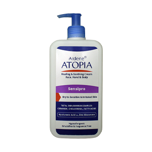 کرم مرطوب کننده و التیام بخش پمپی پوست های خشک و حساس سنسی پرو آردن آتوپیا وزن 500 گرم