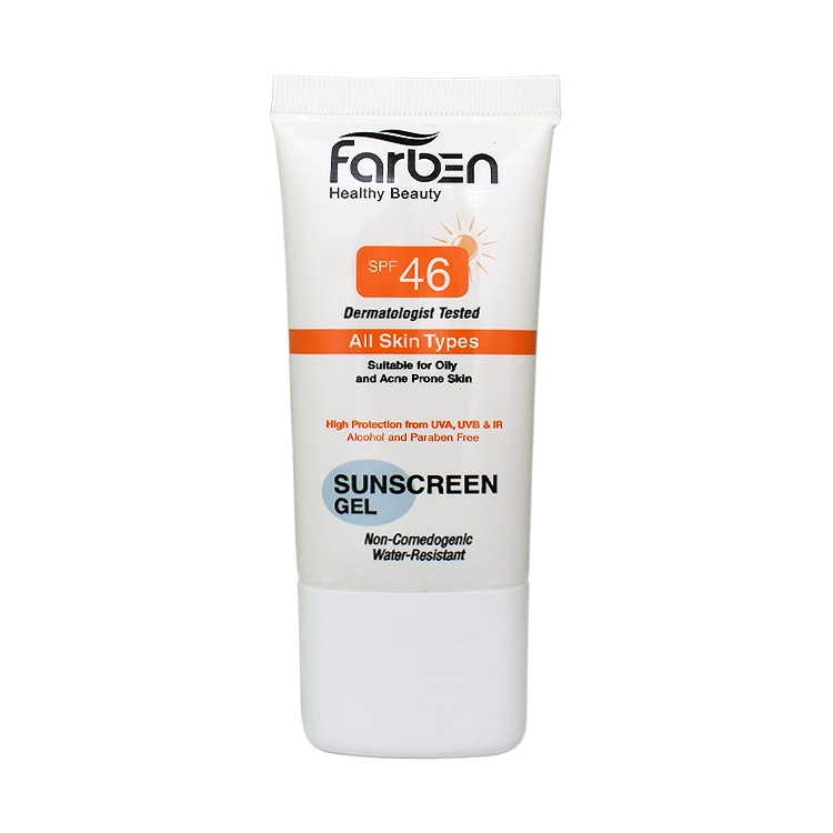ژل ضد آفتاب بی رنگ انواع پوست فاربن SPF46 حجم 50 میلی لیتر