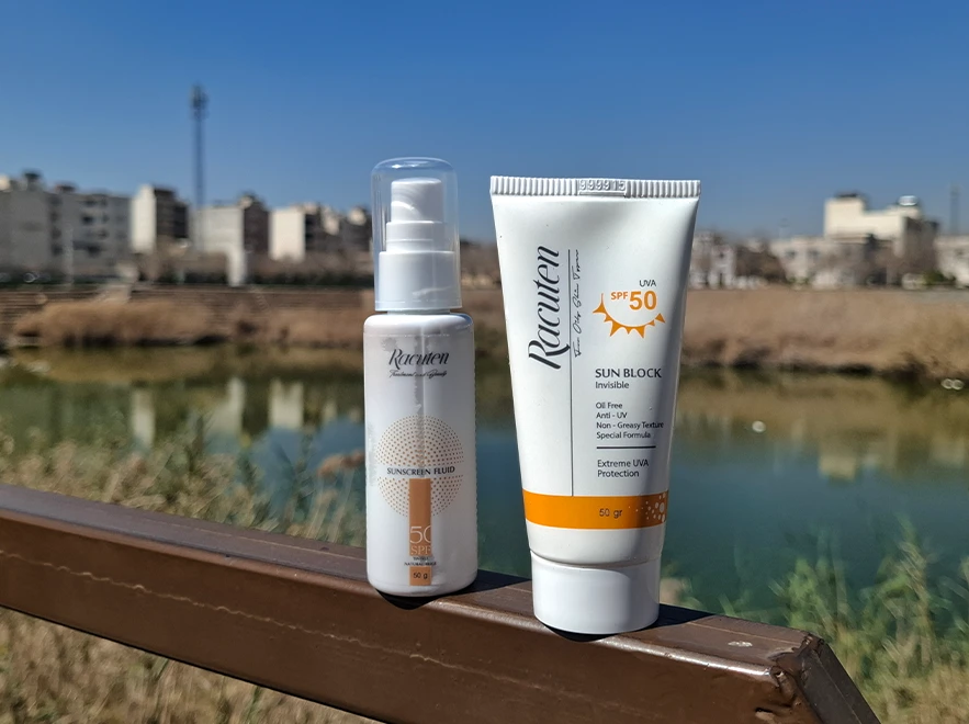 بررسی ترکیبات فلویید ضد آفتاب رنگی بژ طبیعی پوست های مختلط و چرب راکوتن SPF50 حجم 50 میلی لیتر