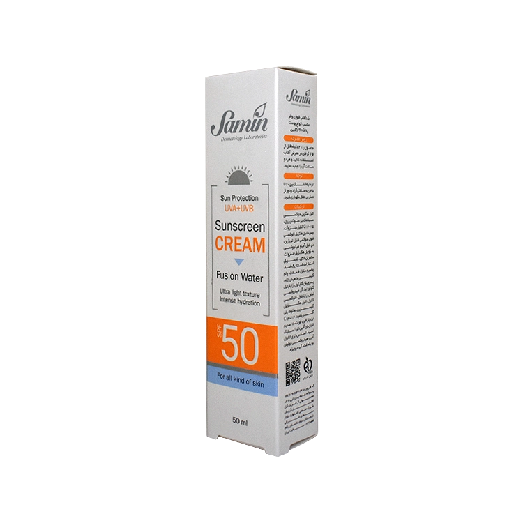 قیمت کرم ضد آفتاب فیوژن واتر انواع پوست ثمین SPF50 حجم 50 میلی لیتر