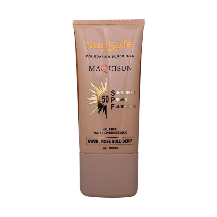 کرم ضد آفتاب بژ رز گلد انواع پوست مکی سان سان سیف SPF50 شماره NW20 حجم 40 میلی لیتر