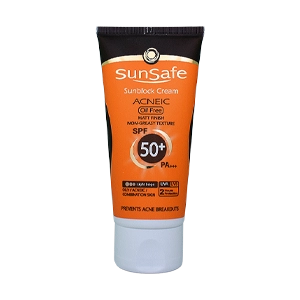 کرم ضد آفتاب رنگی بژ روشن پوست های چرب و آکنه ای سان سیف SPF50 حجم 50 میلی لیتر