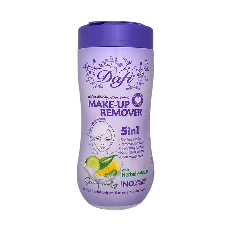 دستمال مرطوب پاک کننده آرایش پنج کاره دافی بسته 70 عددی