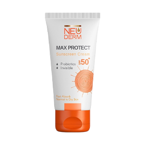 کرم ضد آفتاب بی رنگ پوست های خشک و معمولی مکس پروتکت نئودرم SPF50 حجم 50 میلی لیتر