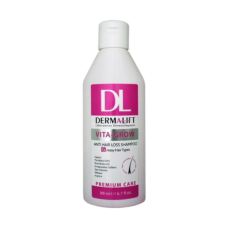 شامپو فاقد سولفات تقویت کننده موهای چرب ویتا گرو درمالیفت حجم 200 میلی لیتر