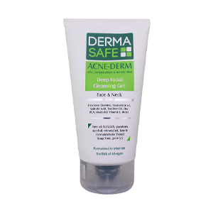 ژل شستشوی صورت پوست های مختلط و چرب آکنه درم درماسیف حجم 150 میلی لیتر