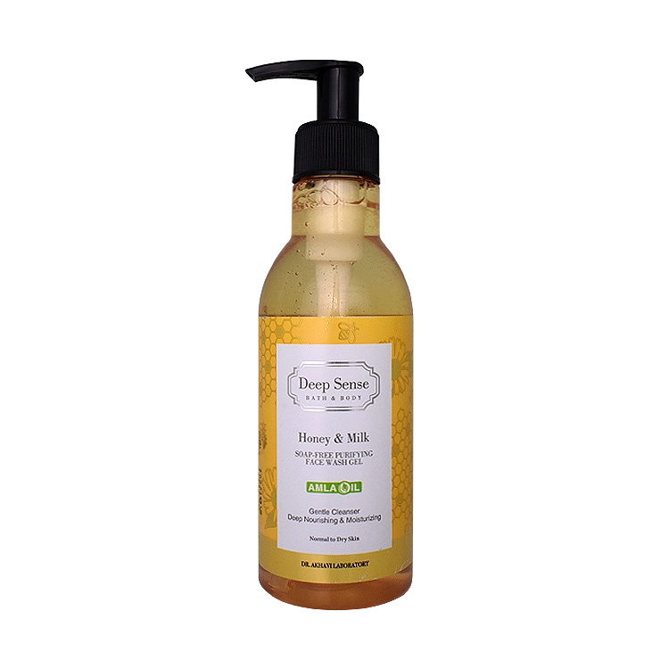 ژل شستشوی پوست خشک و معمولی شیر و عسل دیپ سنس حجم 250 میلی لیتر