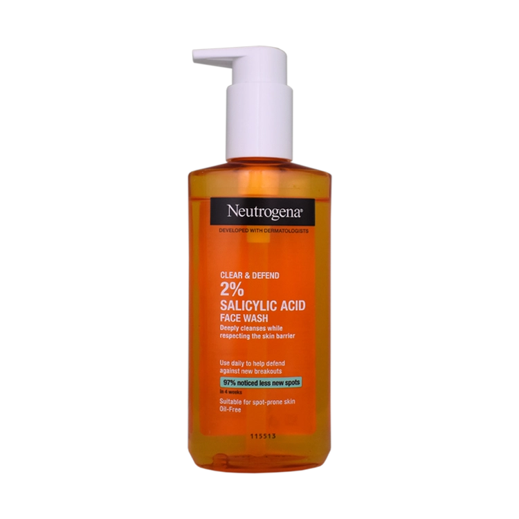 ژل شستشوی صورت سالیسیلیک اسید 2 درصد نوتروژینا مدل Clear & Defend حجم 200 میلی لیتر