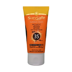کرم ضد آفتاب رنگی بژ روشن پوست های چرب و آکنه ای سان سیف SPF35 حجم 50 میلی لیتر