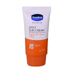 کرم ضد آفتاب بی رنگ انواع پوست وازلین SPF50 حجم 50 میلی لیتر