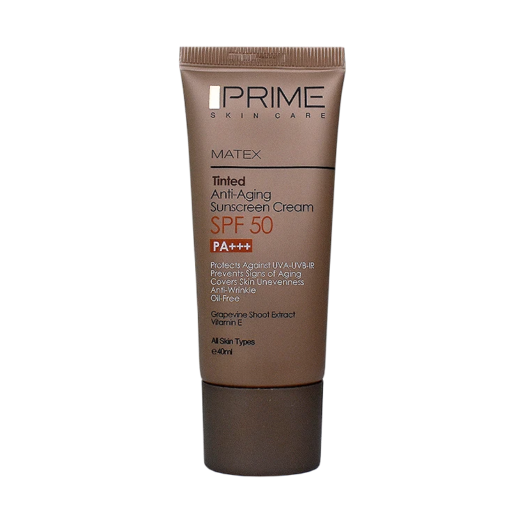 کرم ضد آفتاب جوان کننده رنگی بژ انواع پوست پرایم SPF50 حجم 40 میلی لیتر