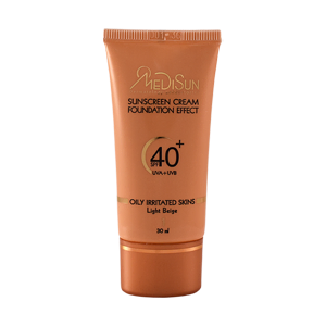 کرم ضد آفتاب بژ روشن پوست های چرب و حساس مدیسان SPF40 حجم 30 میلی لیتر
