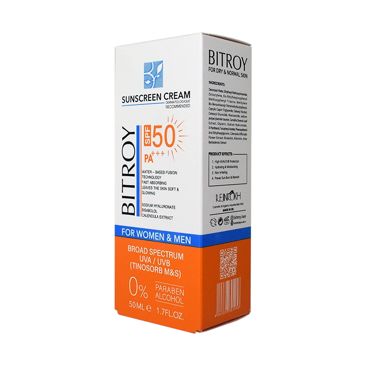 قیمت کرم ضد آفتاب بی رنگ پوست های خشک و معمولی بیتروی SPF50 حجم 50 میلی لیتر