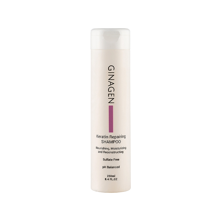 شامپو فاقد سولفات بعد از کراتین و ترمیم کننده ژیناژن حجم 250 میلی لیتر