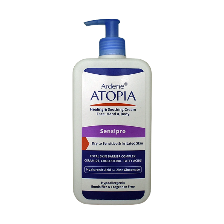 کرم مرطوب کننده و التیام بخش پمپی پوست های خشک و حساس سنسی پرو آردن آتوپیا وزن 500 گرم