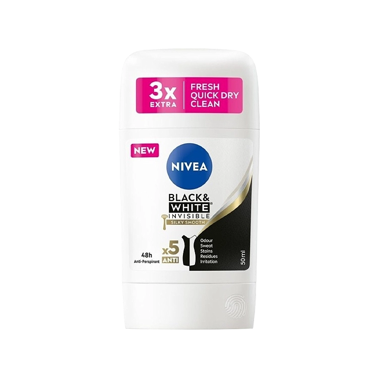 استیک صابونی ضد تعریق زنانه نیوآ مدل Invisible Black and White Silky Smooth حجم 50 میلی لیتر