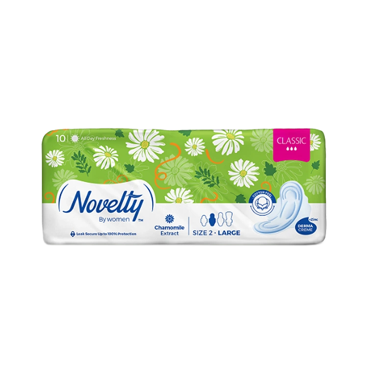 نوار بهداشتی بالدار پنبه ای ناولتی مدل Classic سایز بزرگ بسته 10 عددی