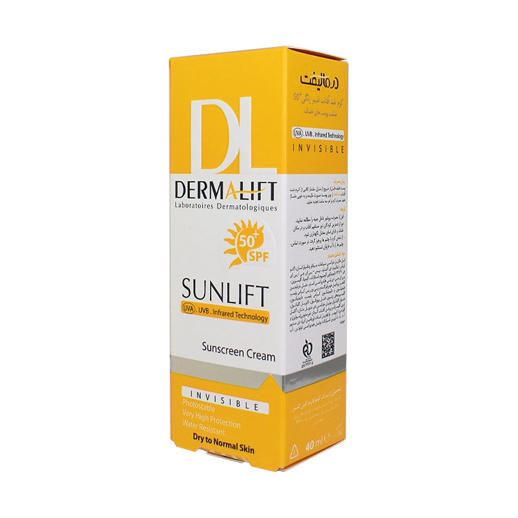 قیمت کرم ضد آفتاب بی رنگ پوست های خشک و معمولی سانلیفت درمالیفت SPF50 حجم 40 میلی لیتر