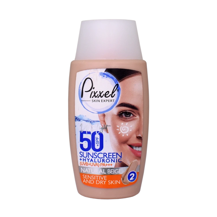 کرم ضد آفتاب بژ طبیعی پوست های خشک و حساس پیکسل SPF50 حجم 50 میلی لیتر