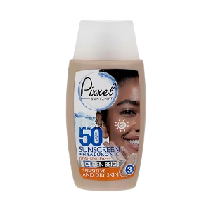 کرم ضد آفتاب بژ طلایی پوست خشک و حساس پیکسل SPF50 حجم 50 میلی لیتر