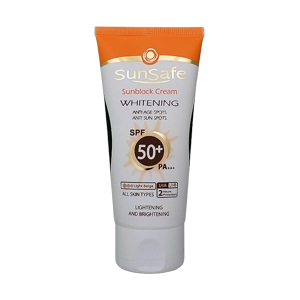 کرم ضد آفتاب روشن کننده بژ روشن انواع پوست سان سیف SPF50 حجم 50 میلی لیتر