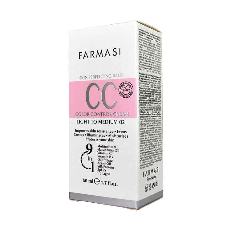 قیمت سی سی کرم 9 کاره رنگ روشن تا متوسط فارماسی شماره 02 حجم 50 میلی لیتر