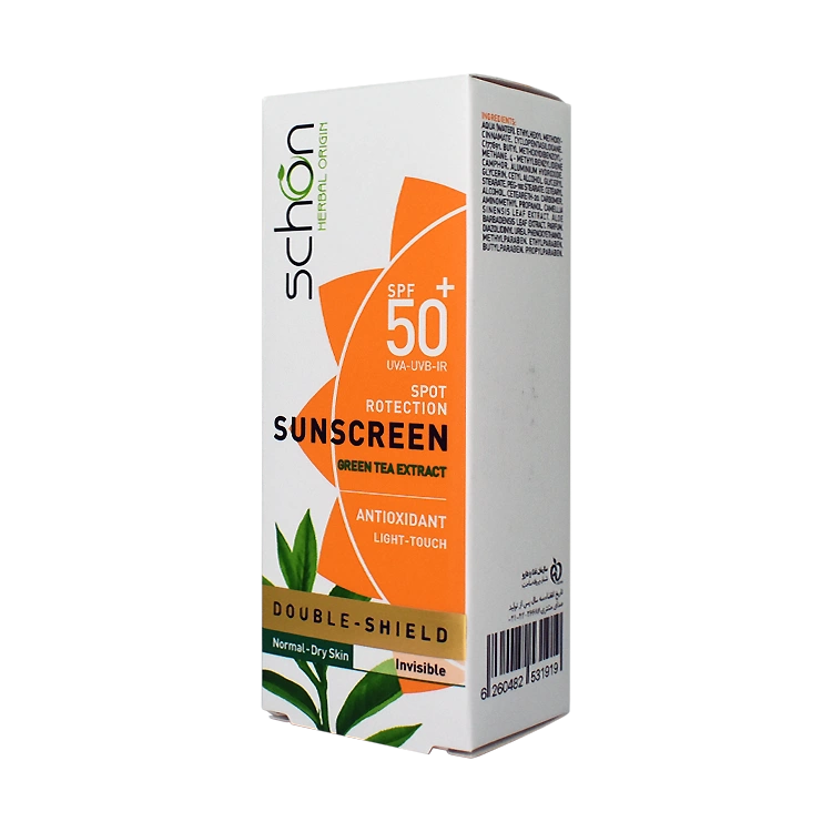 قیمت کرم ضد آفتاب بی رنگ پوست های خشک و معمولی دابل شیلد شون SPF50 حجم 50 میلی لیتر