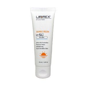 کرم ضد آفتاب بی رنگ پوست های خشک و حساس لیپورکس SPF50 حجم 40 میلی لیتر