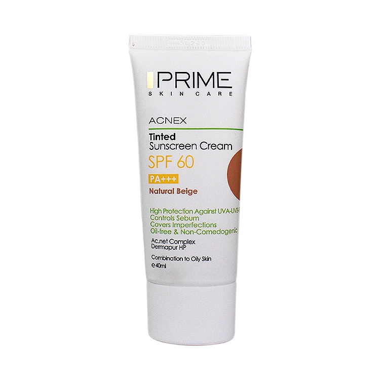 کرم ضد آفتاب رنگی بژ طبیعی پوست چرب پرایم SPF60 حجم 40 میلی لیتر