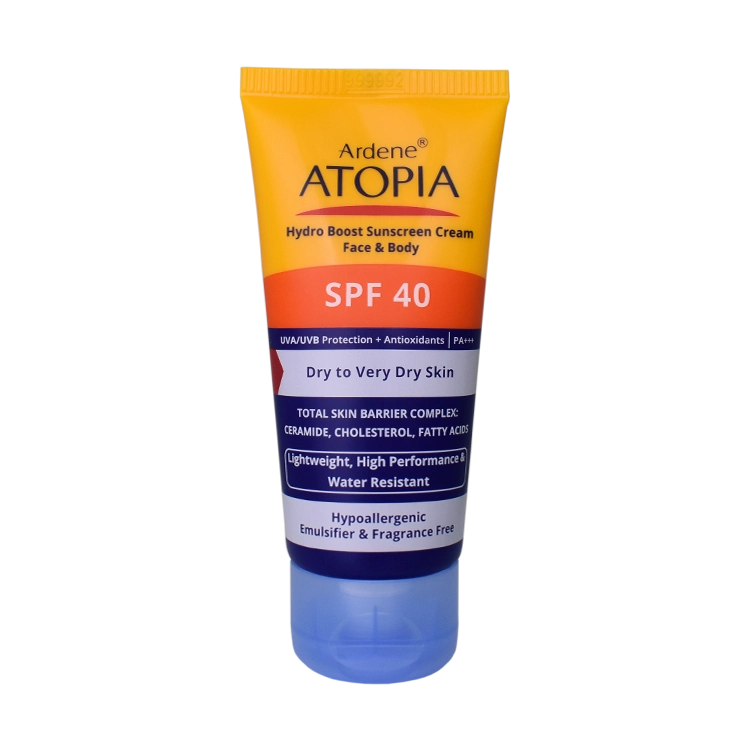 کرم ضد آفتاب بی رنگ پوست های خشک و خیلی خشک آردن آتوپیا SPF40 وزن 50 گرم