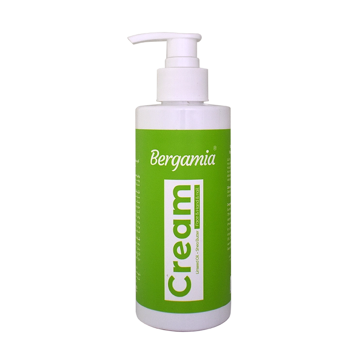 کرم مرطوب کننده پمپی روغن کتان و شی باتر برگامیا حجم 250 میلی لیتر