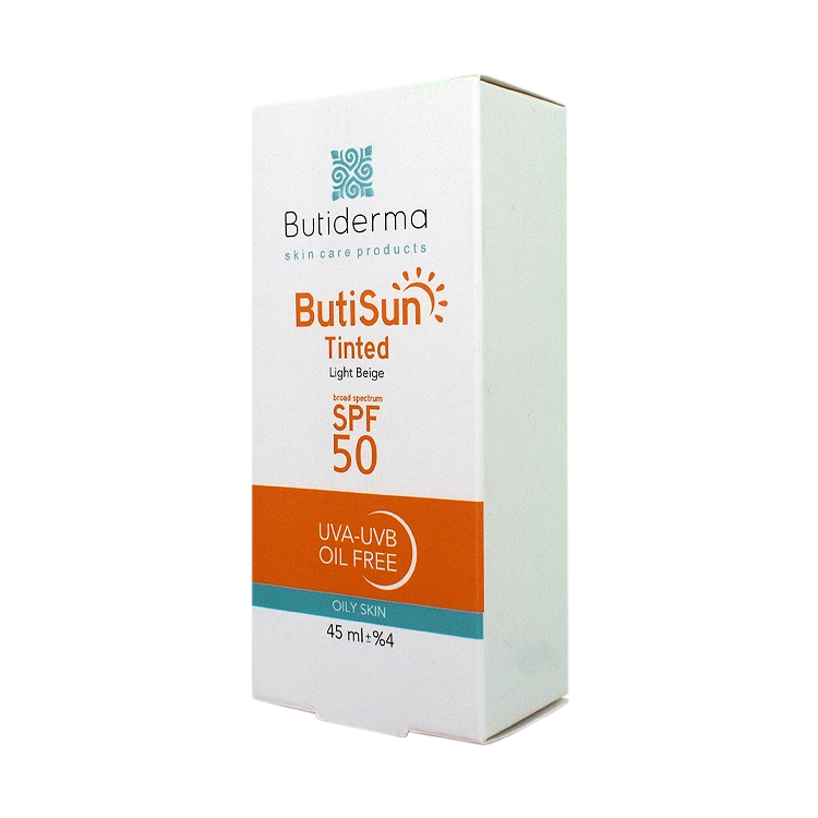 قیمت کرم ضد آفتاب رنگی بژ روشن پوست های چرب بیوتی درما SPF50 حجم 45 میلی لیتر