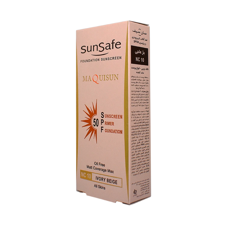 قیمت کرم ضد آفتاب بژ عاجی انواع پوست مکی سان سان سیف SPF50 شماره NC10 حجم 40 میلی لیتر