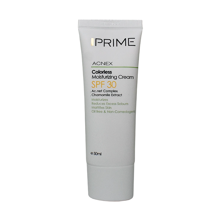 کرم مرطوب کننده بی رنگ پوست های چرب پرایم SPF30 حجم 50 میلی لیتر