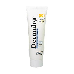 کرم ضد آفتاب بی رنگ پوست خشک درمالوگ SPF50 حجم 50 میلی لیتر