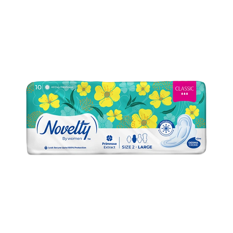 نوار بهداشتی بالدار مشبک ناولتی مدل Classic سایز بزرگ بسته 10 عددی