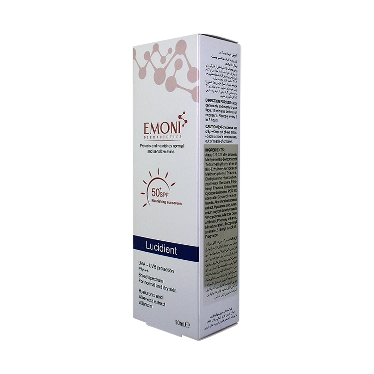 قیمت کرم ضد آفتاب بی رنگ پوست های خشک و معمولی امونی SPF50 حجم 50 میلی لیتر
