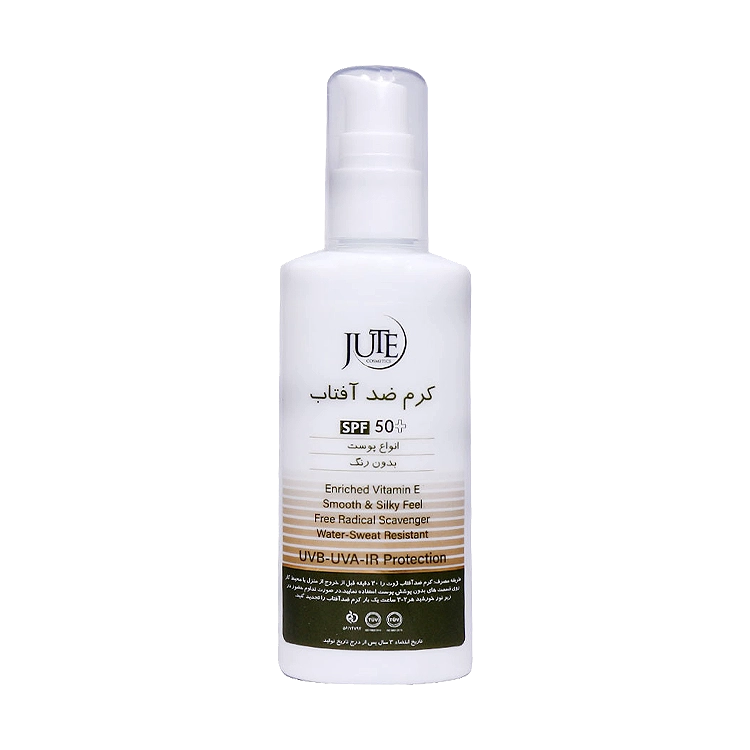 کرم ضد آفتاب پمپی بی رنگ انواع پوست ژوت SPF50 حجم 100 میلی لیتر